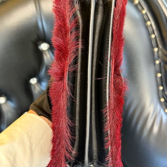 PRADA Cahier hair city pony-style calfskin faux fur crossbody bag granato black - Picture 7 of 12